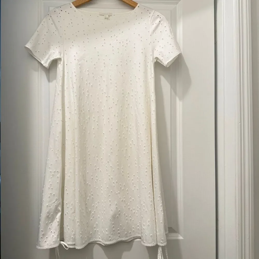 COS cotton dress with an eyelet design in White size XS